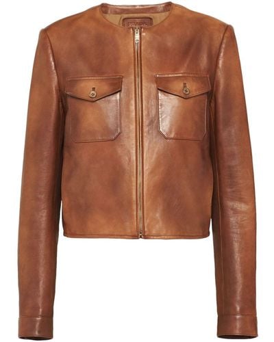 Prada Nappa Leather Jacket - Brown