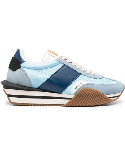 Tom Ford James Suede-panelling Sneakers - Blue