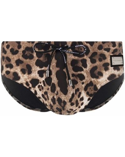 Dolce & Gabbana Leopard-print Swim Briefs - Brown