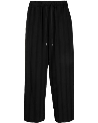 Attachment Drawstring Cotton-blend Pants - Black