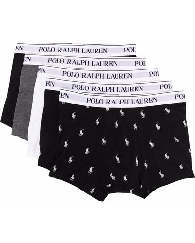 Polo Ralph Lauren Conjunto de cinco bóxeres con cintura y logo - Blanco