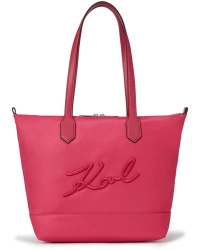 Karl Lagerfeld Signature Logo-embroidered Tote Bag - Pink