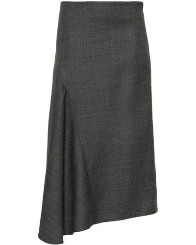 Brunello Cucinelli Wool Midi Skirt - Grey