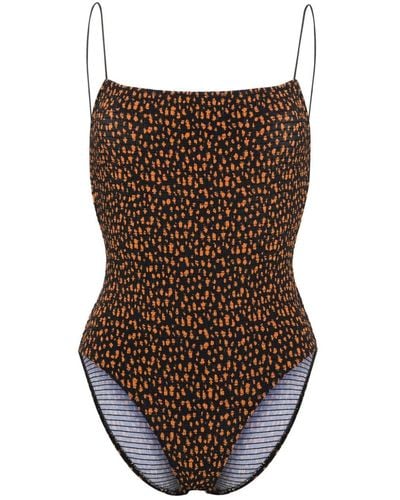 Totême Smocked One-piece Swimsuit - Brown