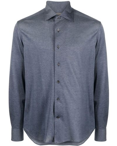 Corneliani Overhemd Met Uitgesneden Kraag - Blauw