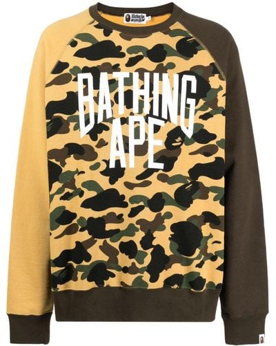 A Bathing Ape Katoenen Sweater Met Camouflageprint - Zwart