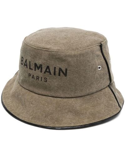 Balmain Cappello bucket con logo - Verde