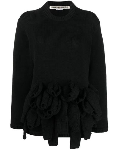 Comme des Garçons Crew-neck Appliqué-detail Sweater - Black
