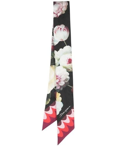 Dolce & Gabbana Bandeau 6x100 en sergé de soie à imprimé fleur nocturne - Blanc