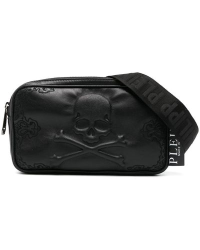 Philipp Plein Gürteltasche mit Totenkopf-Stickerei - Schwarz