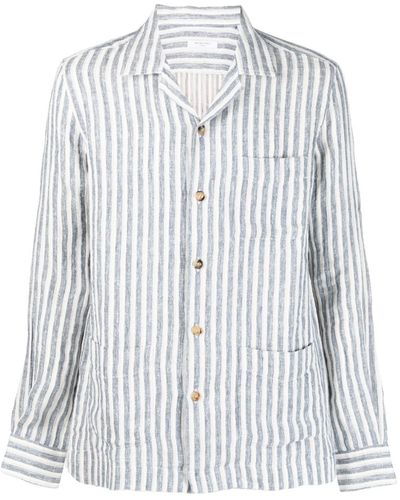 Boglioli Long-sleeved Striped Shirt - White