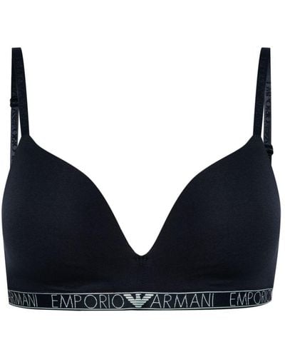 Emporio Armani Iconic logo-underband bra - Blau