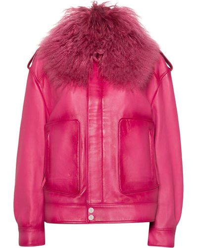 Blumarine Detachable-panel Leather Jacket - Pink