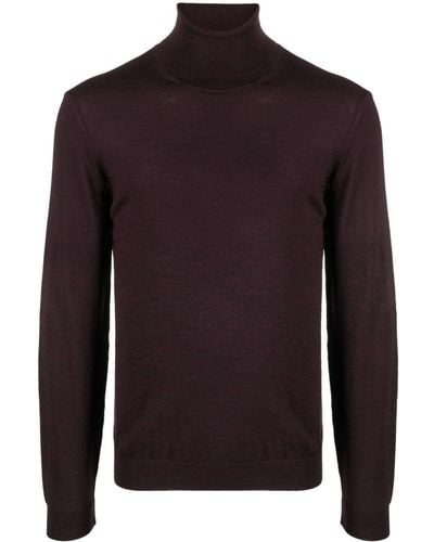 BOSS Roll-neck Virgin Wool Sweater - Purple