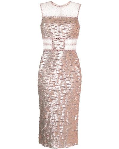 Jenny Packham Nixie Sequin-embellished Midi Dress - Pink