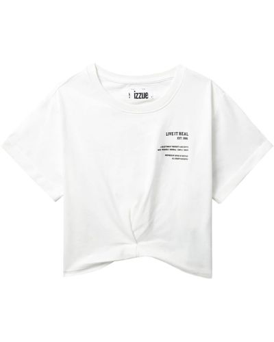 Izzue Pleat-detail Cotton T-shirt - White