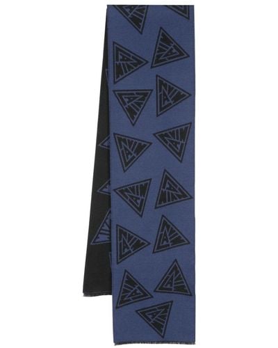 Lanvin Intarsia-knit Logo Scarf - Blue