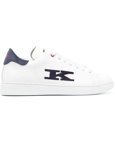 Kiton Logo-patch Leather Sneakers - White