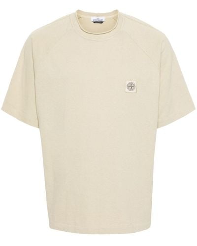 Stone Island T-shirt Met Compass-logopatch - Naturel