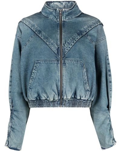 IRO Paneled Zip-up Jeans Jacket - Blue