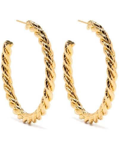 D'Estree Large Sonia Braided Hoop Earrings - Metallic