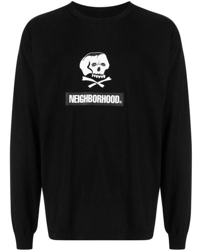 Neighborhood Skull Logo-embroidered Long-sleeve T-shirt - Black