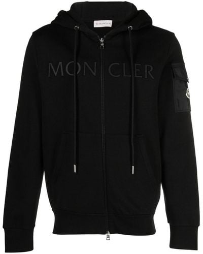 Moncler Logo-print Zip-up Hoodie - Black