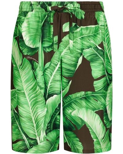 Dolce & Gabbana Banana Leaf-print Bermuda Shorts - Green