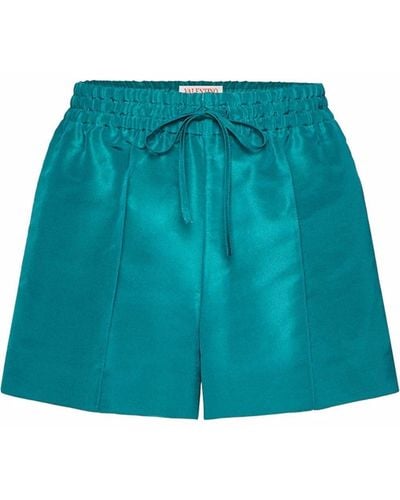 Valentino Garavani Drawstring-waist Pressed-crease Shorts - Green