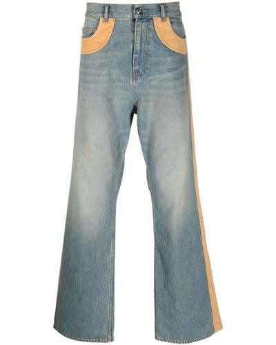 Bluemarble Bootcut-Jeans mit Samteinsätzen - Blau