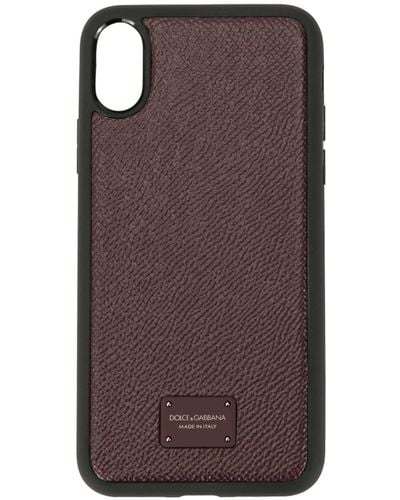 Dolce & Gabbana Dauphine Calfskin Iphone Xr Cover With Branded Plate - Purple