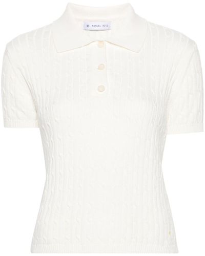 Manuel Ritz Cable-knit Polo Sweater - White