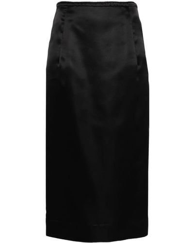 N°21 Satin Zipped Midi Skirt - Black