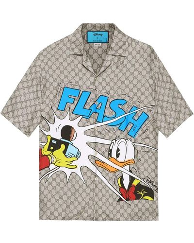Gucci X Disney Donald Duck-print Silk Bowling Shirt - Multicolour