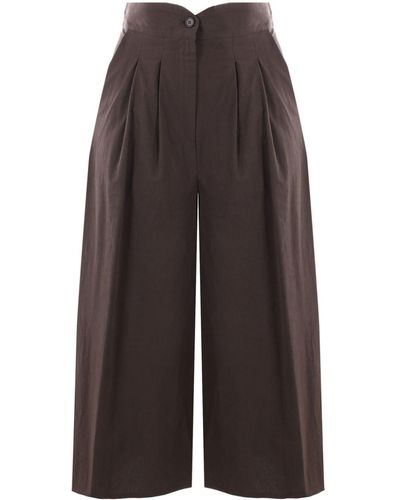 Dusan Pleat-detail Cropped Trousers - Brown