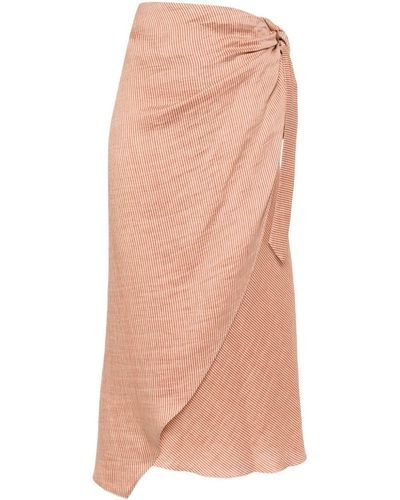 Alysi Striped Linen-blend Skirt - Pink