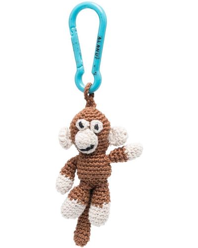 Alanui Monkey Crochet Keyring - Metallic