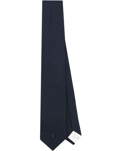 Lardini Logo-embroidered Piqué Silk Tie - Blue