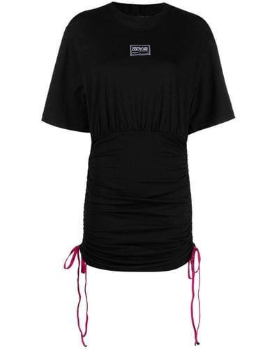 Versace Logo-patch Ruched Minidress - Black