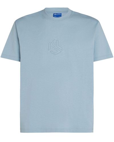 Karl Lagerfeld T-Shirt aus Bio-Baumwolle mit 3D-Monogramm-Applikation - Blau