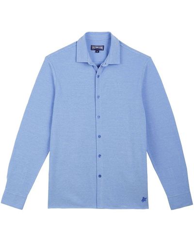 Vilebrequin Calandre Turtle-embroidered Piqué Shirt - Blue