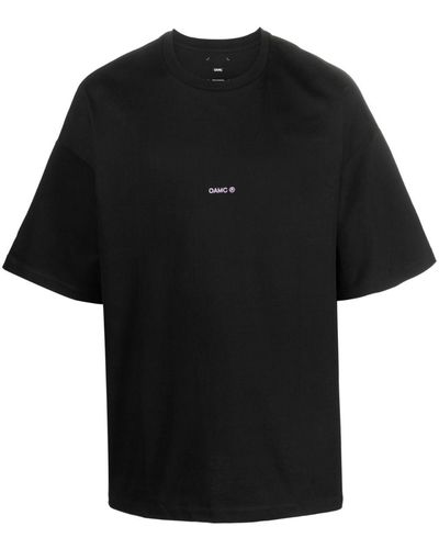 OAMC Logo-embroidered Cotton T-shirt - Black