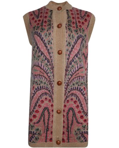 Etro Patterned-jacquard Knitted Vest - Brown