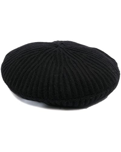 Ganni ロゴパッチ ベレー帽 - ブラック