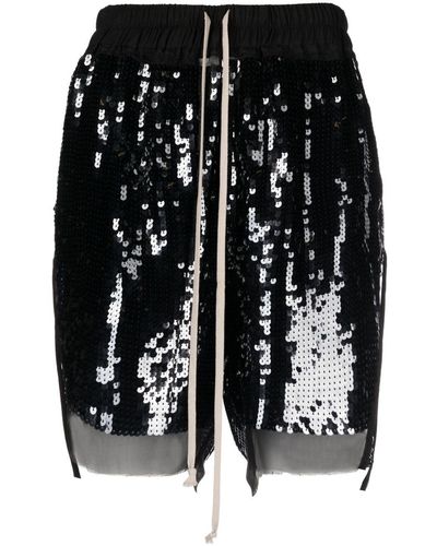 Rick Owens Sequin-embellished Track Shorts - Black