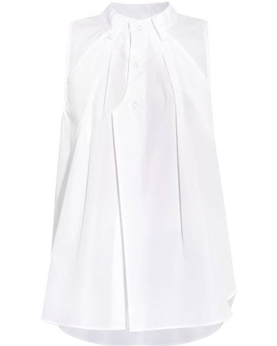 Noir Kei Ninomiya Pleated Sleeveeless Shirt - White