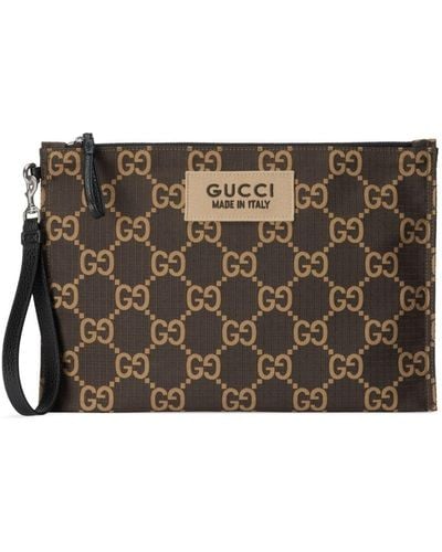 Gucci GG Recycled Polyester Clutch - Brown