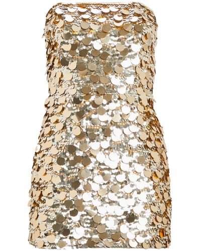 retroféte Nolia Sequin-embellished Strapless Mini Dress - Natural