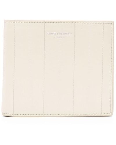 Saint Laurent Textured Bi-fold Leather Wallet - Natural