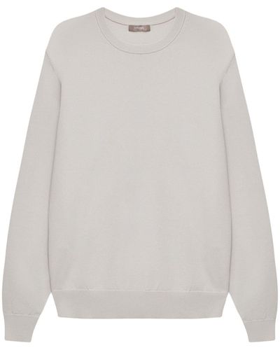 12 STOREEZ Pullover mit rundem Ausschnitt - Weiß